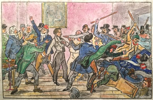 Regierungsrat Franz Waller wird im Amtshaus von Muri von der aufgebrachten Menge festgehalten 